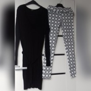 Spodnie legginsy r. S/M + sweter tunika S/M