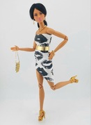 Suknia sukienka ubranko dla lalek Barbie zestaw 10 elementów