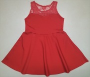 sukienka 134 KORONKA koralowa kołowana NOWA !