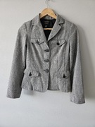 Marynarka vintage marynarka z wełną szara damski żakiet XS 34 S 36