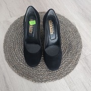 Nowe buty damskie, eleganckie, czarne, sztuczny zamsz, rozmiar 37