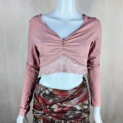 SHEIN SXY różowy crop top z koronką ribbed M nowy z metką