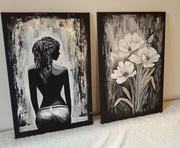 Obrazy na płótnie akrylowe ręcznie malowane 40x60 cm x 2