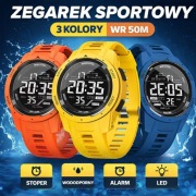 ZEGAREK SPORTOWY WECOOL PREMIUM WR50M LED WODOODPORNY ALARM STOPER 3 KOLORY