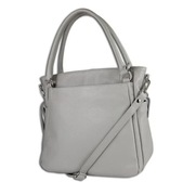 Torebka damska, skóra naturalna, jasnoszara z dużą ilością kieszonek