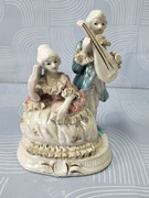 Porcelanowa figurka vintage dama i grajek 