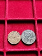 2grosze 1938r. i 5groszy 1931r.