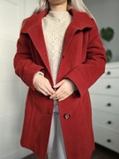 Czerwony płaszcz damski wełna kaszmir klasyczny prosty Barbara Lebek r. 40