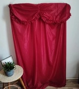 Bordowa zasłonka sztor z lambrekinem PRL 137x175 cm vintage
