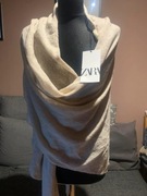 ZARA dzianinowa narzutka chusta szalik szal z wełną oversize