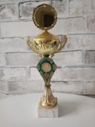 Puchar trofeum sportowe złoto-zielone 34 cm z rokiem 2005 okazja