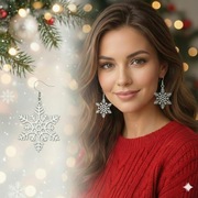 Kolczyki Białe Płatki Śniegu - Bigle Posrebrzane, Antyalergiczne