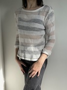 Ażurowy biały sweter w pasy rozm. S Top Shop