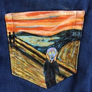 HANDMADE jeansy z H&M obraz na kieszeni 