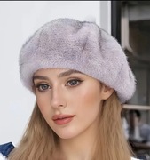 Czapka ze sztucznego futerka bardzo modna zagęszczona futrzana damska beret