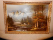 VINTAGE, PEJZAŻ GÓRSKI PODPISANY PRZEZ ARTYSTĘ 101x71