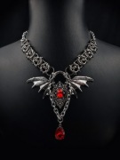 Naszyjnik handmade goth gotyk skrzydla nietoperz klejnot lancuch chainmail 