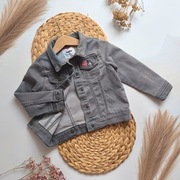 Kurtka jeansowa 98 katana miękki jeans zapinana na napy szara czarna