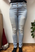Spodnie jeansowe jeansy stretch skinny fit high waist HM rozmiar S 36