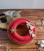 Świąteczny wianek czerwony złoty anioły 