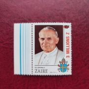 PAPIEŻ JAN PAWEŁ II - ZAIR 1986 - PRZEDRUK CZERWONY   RZADKOŚĆ