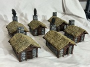 Zestaw 6 domkow wiejskich makiety teren do gry lotr sbg bolt action