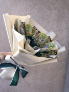 Bukiet z kwiatów ze wstążki satynowej i zdrapkami 12szt