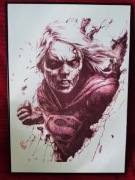 Obraz A2 Zombie super woman czarno-czerwony wykonany długopisem pen plotter