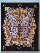 Obraz wypalany i malowany na drewnie 30x40cm, rękodzieło, pirografia/akryl