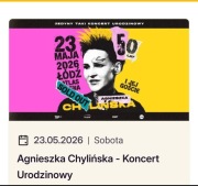 2 bilety koncert  50 lat 23 maj Agniesza CHylińska 1 płyta +2 sektor D