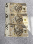 Banknoty 200zł Seria AA z 2015 roku