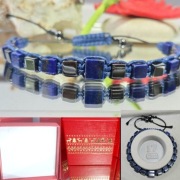 BRANSOLETKA KAMIENIELAPIS LAZULI HEMATYT KOSTKI MĘSKA SZER. 18 CM PUDEŁKO 