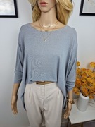 Bluzka elegancka na rękaw 3/4 oversize szara COS casualowa na imprezę