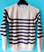 H&M naturalna letnia bluza sweter 122/128 cm6/8 lat bawełna beż granat