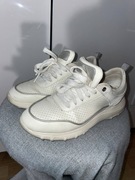 Sneakersy oddychające GEOX Respira kremowe z metalicznym akcentem