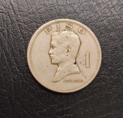 Moneta 1 Piso Filipiny 1974 seria Pilipino José Rizal wybita w USA