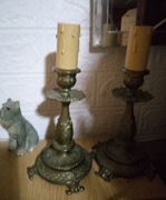 Secesyjne lampki z mosiądzu 2 sztuki antyk gilza 