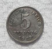 Niemcy Weimar 5 fenigów pfennig 1919 WiH miasto Hamburg KM# 31 Ładny stan