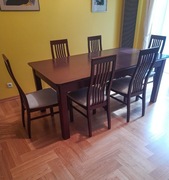 Stół dębowy do salonu, duży 190/290 cm, komplet z krzesłami