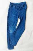 Granatowe legginsy getry jeansy 140-146 cm