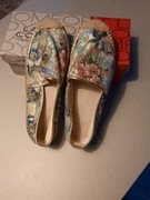 Espadryle damskie 39 kwiatowe slip on złote boho lato