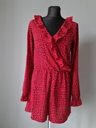 H&m piękny krótki kombinezon czerwony czarny S/36 panterka