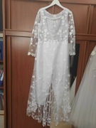 Kombinezon koronka mały tren długi rękaw biały