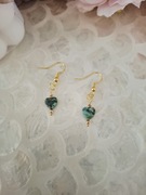 Kolczyki handmade srebro pozłacane wykonane z hematytu turkusu afrykańskie