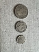 Zestaw monet 2, 1, 1/2 boliwara srebro