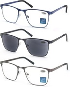 Okulary do czytania 3 sztuki   z filtrem niebieskiego światła, +2