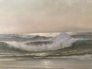 Stary obraz olejny na płótnie - fale- 110,5x80,5