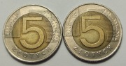 5 zł 2008 - 2 szt., destrukt, pęknięcie stempla