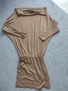 Beżowa tunika, lejąca się góra na 1 ramię, T-U