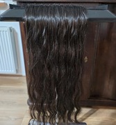 Włosy naturalne falowane 56 cm słowiańskie ciemny brąz 60g  NOWE
